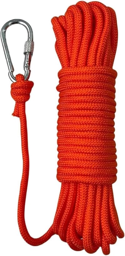 10 meter drijvende ankerlijn - multifunctionele 6mm touw voor kajak, kano en boot - inclusief aluminium D-ring en vergrendelbare karabijnhaak voor kamperen en wandelen