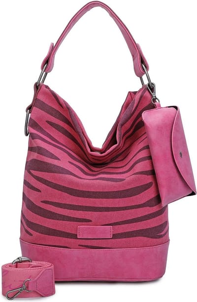 Fritzi aus Preußen Schoudertas Canvas Izzy07 Olga Hobo Bag Zebra Pink Roze