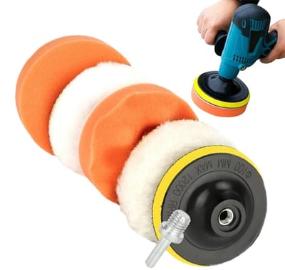 Polijstset Auto - Wax Spons - Lak Herstellen - 6 Delig - 100 mm - Diverse Kleuren