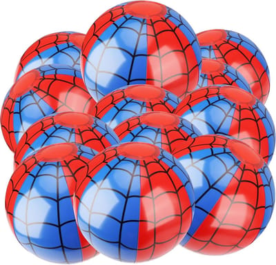 Strandballen Set - Opblaasbare Ballen - Zomer Plezier - Spider Web Design - 12 Stuks - Blauw Rood