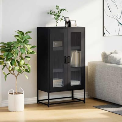 vidaXL - Hoge - kast - 68x39x123 - cm - staal - zwart