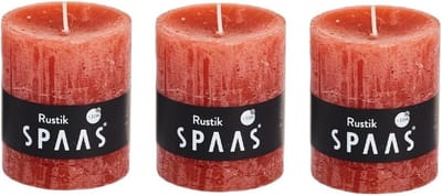 3x Oranje rustieke cilinderkaarsen/stompkaarsen 7 x 8 cm 30 branduren - Geurloze kaarsen - Woondecoraties