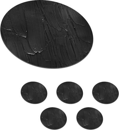 Onderzetters voor glazen - Rond - Verf - Zwart - Patronen - 10x10 cm - Glasonderzetters - 6 stuks