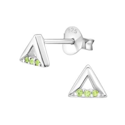 Aramat Jewels | Oorbellen | Zilveren Driehoek Oorbellen meisje | Licht blauw | |5mm | Zilver | Kinderen | Verkleurd niet