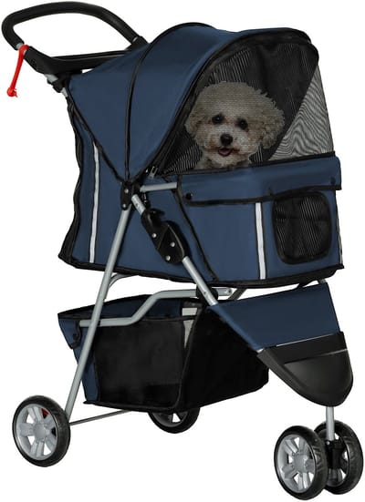 Hondenbuggy opvouwbaar – Tot 15 kg – Pet stroller - Huisdieren wandelwagen - Hondenwagen – Blauw