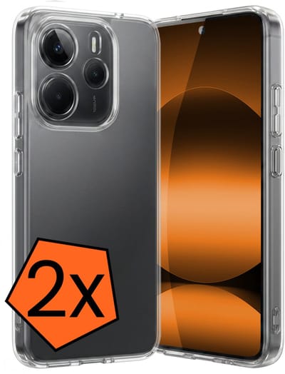 Hoes - 2 Stuks - Geschikt voor Xiaomi Redmi Note 14 5G - Sterk & Shockproof - Case Siliconen - Back Cover - Telefoon Hoes - Transparant