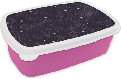 Broodtrommel Roze - Lunchbox - Brooddoos - Ruimte - Sterrenhemel - Kinderen - Design - 18x12x6 cm - Kinderen - Meisje