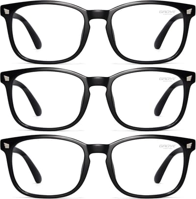 3-Pack Blauwlicht Blokkerende Brillen, Vierkant Model voor Computer & Gaming