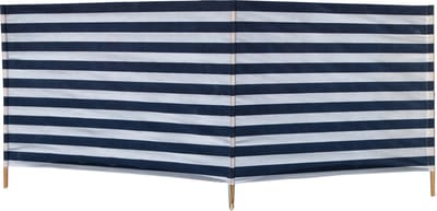 Windscherm - 240x90 cm - voor strand en camping - wit met blauw - gestreept