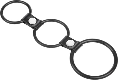 Rimba - Triple Cockring - Rubber en Leer - Zwart