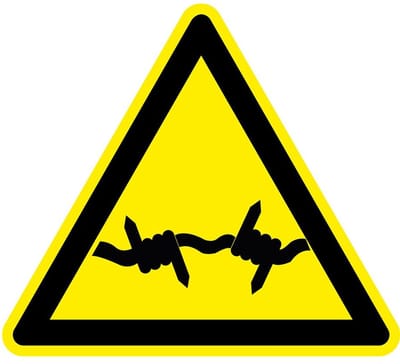 Waarschuwingsbord prikkeldraad - kunststof - W033 150 mm