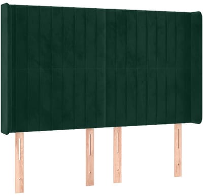 vidaXL - Hoofdbord - met - randen - 147x16x118/128 - cm - fluweel - donkergroen