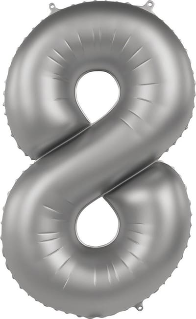 Folat - Folieballon Cijfer 8 Moonlight Silver - 86 cm