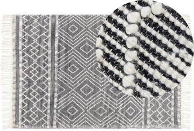 SAVUCA - Modern vloerkleed - Zwart - 160 x 230 cm - Wol