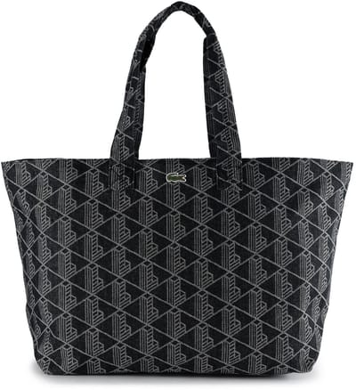 LACOSTE shopper Shopping Bag Mono Jacquard Denim Noir zwart