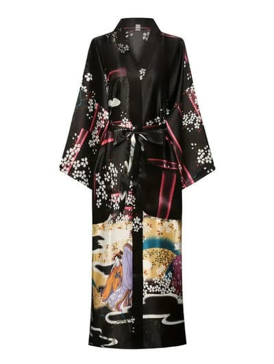 Bovista Badjas Dames - Kimono - Kamerjas - Ochtendjas - Pyama - Zwart - S