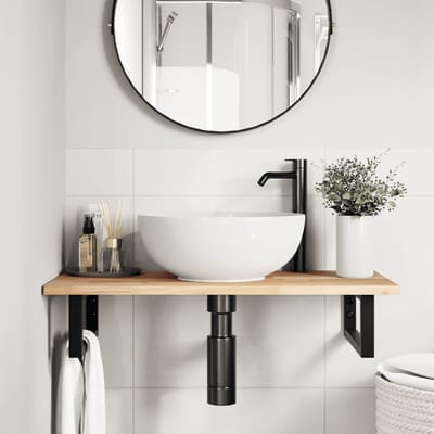 vidaXL - Badkamer - wandschap - staal - en - massief - acaciahout