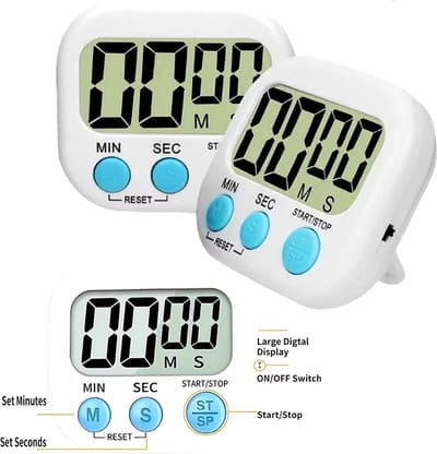 Allernieuwste.nl® Elektronische Timer Met Luid Alarm Magnetisch - Game Tijd Studie Keuken Kok Time Groot Display Wit ##