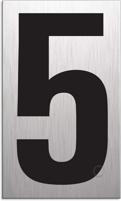 Huisnummer Zelfklevend 5 - RVS Look Aluminium - 100x60mm - Vingerafdrukbestendig