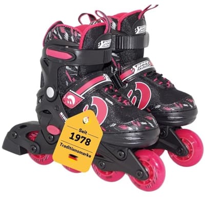 Verstelbare inline skates voor kinderen en volwassenen - Robuuste rolschaatsen met rem in violet en zwart