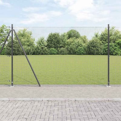 vidaXL - gelast - draadhek - met - betonnen - voetstuk - 10 - x - 1,5 - m - Grijs - Mesh