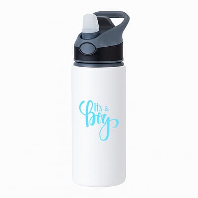 Hacebo® - It's a Boy waterfles met rietje zwart - Baby - kersverse ouders - Geboorte kraamcadeau jongen - babyshower - water fles - 650ML