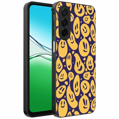 Geschikt voor Oppo A5 Telefoonhoesje met smiley opdruk - TPU backcover case emoji design - Paars Geel - Smartphonica geschikt voor Oppo A5
