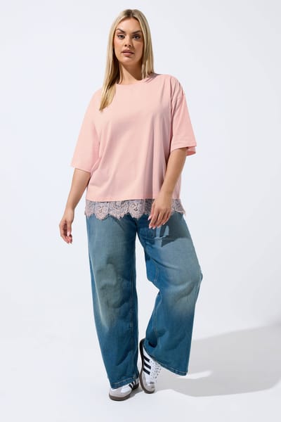 Limited Collection Pastelroze Tshirt Met Kanten Afwerking Size 40