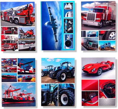 6 Cards & Crafts Blanco Auto's / Trucks / Vliegtuig / Tractor Wenskaarten | 12x17cm gevouwen kaarten zonder tekst Inclusief enveloppen