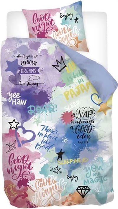 Snoozing Graffiti Dreams - Flanel - Dekbedovertrek - Junior - 120x150 cm - Multi