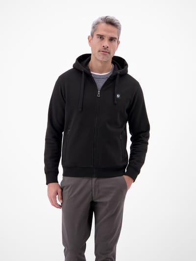 LERROS Sweatvest met capuchon , Maat: S , Kleur: BLACK , 50% katoen, 50% polyester