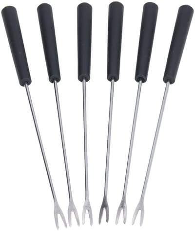 Dailygoods- Fonduevorken 6 Stuks - Roestvrij Staal - Lange Vorken - Kleurcodering - Stevig/Antivervorming - Hoogwaardig Vakmanschap - Fondueprikker