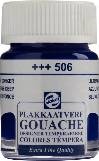 Talens Plakkaatverf Extra Fijn - Plakkaatverf - Ultramarijn Diep 506 - 16 ml - Hoog gepigmenteerd - Matte afwerking