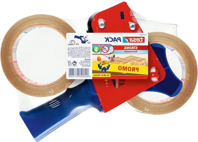 Strong transparant tape 2 x 66m x 50mm + dispenser standaard