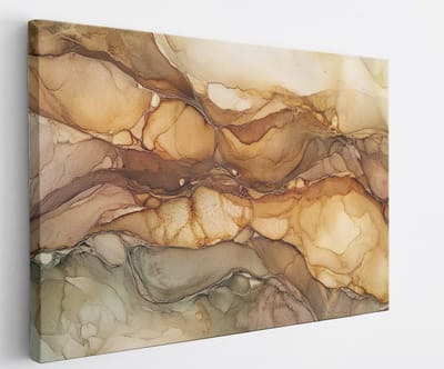 Saammp Canvas Schilderij - Brons marmer - Abstract - 45x30 - Foto op canvas - Wanddecoratie - Muurdecoratie Woonkamer - Slaapkamer decoratie - Canvas Print