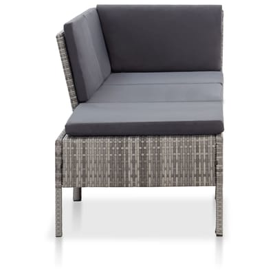 vidaXL - 3-delige - Loungeset - met - kussens - poly - rattan - grijs