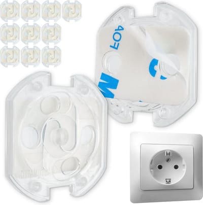 Stopcontact kinderbeveiliging 10 stuks met lijm - Transparant - SchuKo type F - zelfklevend - babystopcontactbeschermer - stopcontactbeschermer stopcontact beveiliging