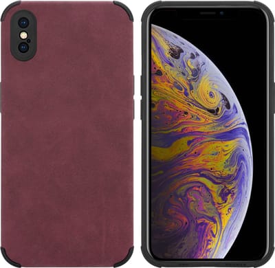 Cadorabo Hoesje geschikt voor Apple iPhone X / XS in Bourgondisch Paars - Beschermhoes gemaakt van TPU-silicone Case Cover met fijne faux-suède achterzijde