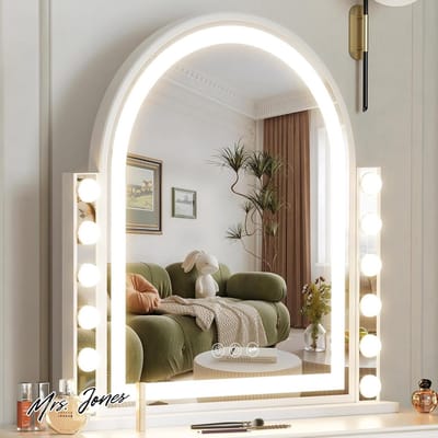 Mrs. Jones Hollywood Make-upspiegel met 12 dimbare leds 3 kleurtemperaturen touch-besturing tafelspiegel met verlichting. .