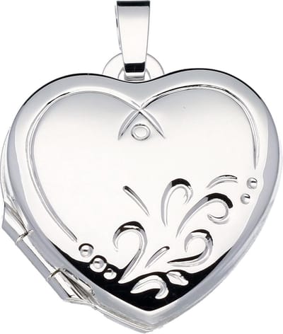 Glow medaillon - zilver - 19 x 18 mm - hart - bewerkt