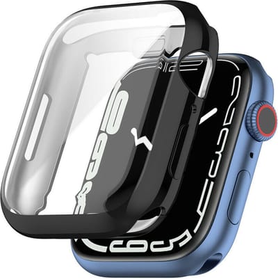 Strap-it TPU Case voor bescherming - Geschikt voor Apple Watch 41 mm case - Hoesje geschikt voor Apple Watch 7/8 Case - Zwart - iWatch cover voor maat 41mm