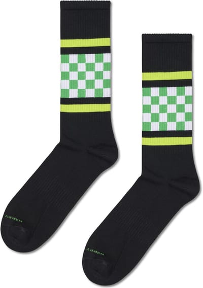 Happy Socks Checked Stripe Sneaker Sock - unisex sokken - zwart - Unisex - Maat: 36 - 40