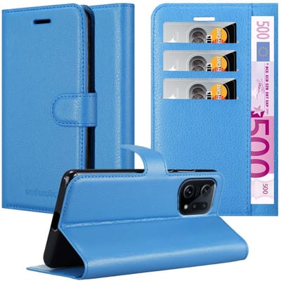Cadorabo Hoesje geschikt voor Oppo FIND X5 in PASTEL BLAUW - Beschermhoes met magnetische sluiting, standfunctie en kaartvakje Book Case Cover Etui