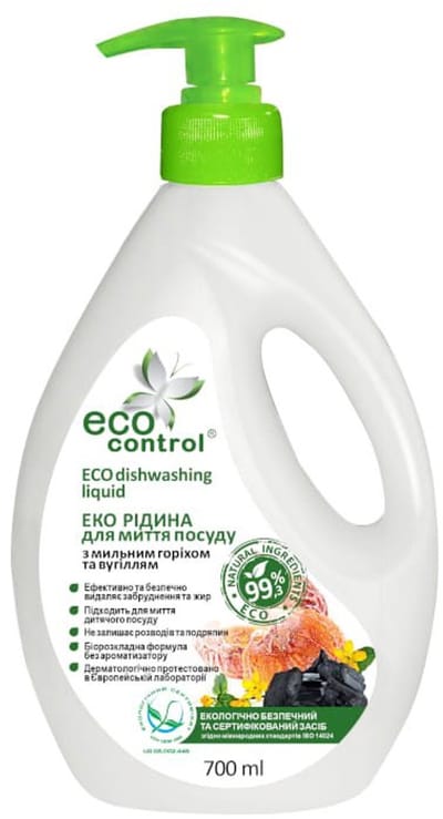 Ecologisch afwasmiddel met zeepnoot en actieve kool - ook koud water - puur en natuurlijk - zacht voor handen 700 ml