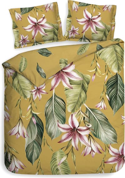 Heckettlane Lilie Dekbedovertrek - Tweepersoons - Katoensatijn - 200x200-220cm - Geel