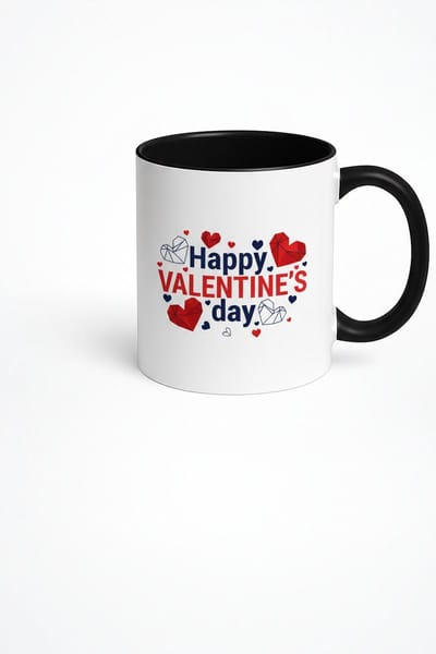Valentijnsdag Mok Happy Valentine's Day met Harten Design | Romantisch Cadeau