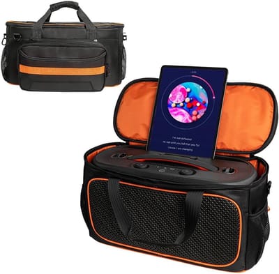 Draagtas Speaker - Beschermhoes - Muziek Afspelen - Geluiddoorlatende Stof - 51.5 cm Lengte - Zwart