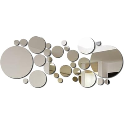 26 stuks 3D Acryl Spiegel Muurstickers, Ronde Spiegel, DIY Slaapkamer, Badkamer en TV Achterwand Stickers Muurdecoratie 26pcs gray