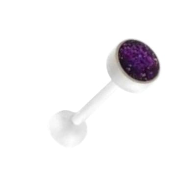 Aramat Jewels | Tongpiercings | Bioplast Witte Glitter Tongpiercing | Groen | |8mm | Kunststof | Volwassenen | Verkleurd niet