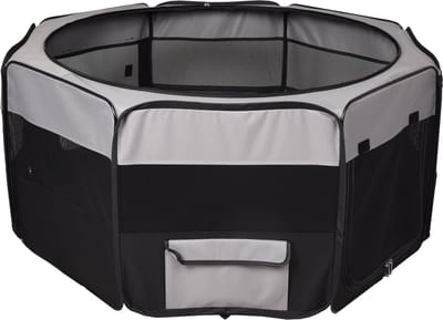 Hondenren – puppyren – Flamingo Flavio Zwart L – 116x116x50cm – nylon – met afdeknet – 2 ingangen – uitneembare bodem – opvouwbaar – lichtgewicht – binnen en buiten